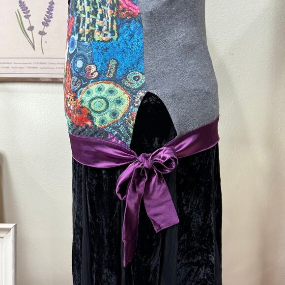 Desigual Graphic Print Tie Henley Top Whimsigoth Whimsy Twee Y2k Fairy Grunge M - Picture 5 of 10